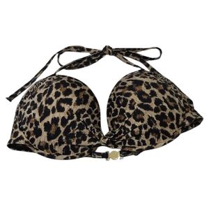 Victoria's Secret Bombshell Miraculous Push-Up Bikini Top Leopard Print Size 36C